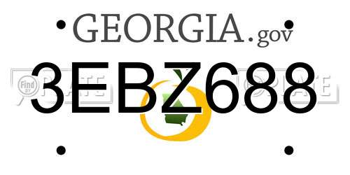 3EBZ688 Georgia License Plate