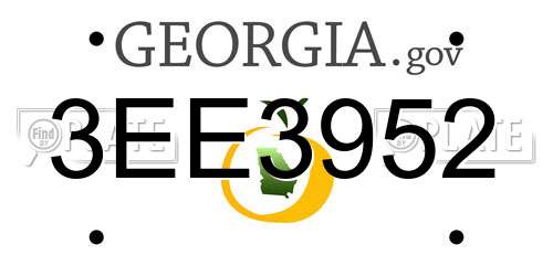 3EE3952 Georgia License Plate