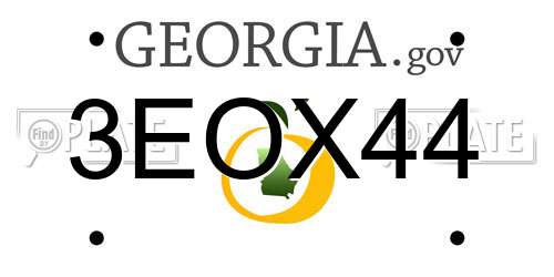 3EOX44 Georgia License Plate