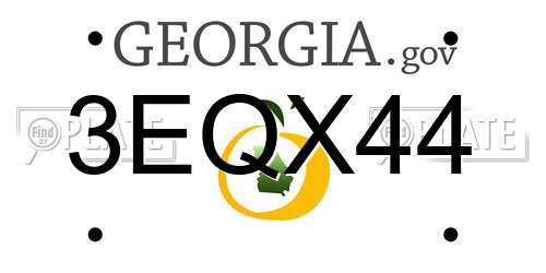 3EQX44 Georgia License Plate