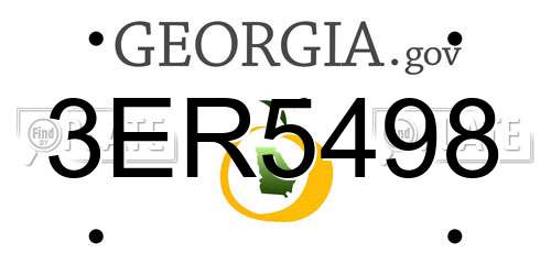 3ER5498 Georgia License Plate