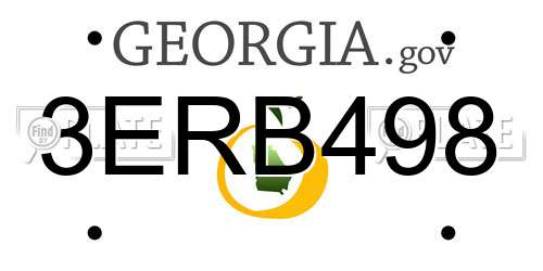 3ERB498 Georgia License Plate