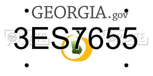 3ES7655 Georgia License Plate