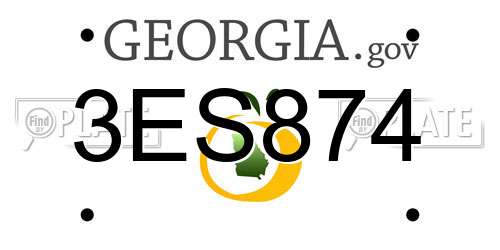 3ES874 Georgia License Plate