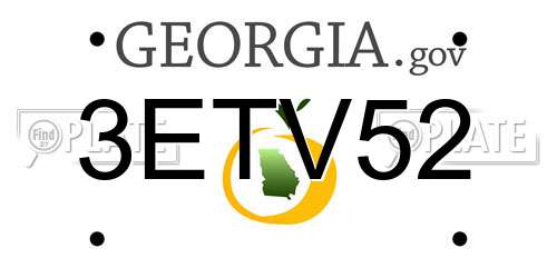 3ETV52 Georgia License Plate