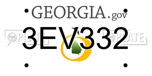 3EV332 Georgia License Plate