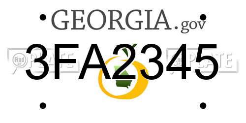 3FA2345 Georgia License Plate