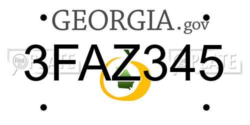 3FAZ345 Georgia License Plate