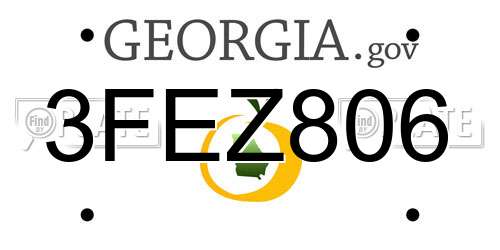 3FEZ806 Georgia License Plate