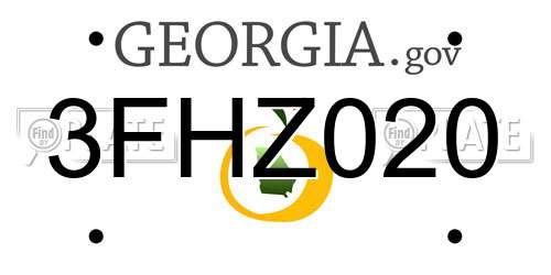 3FHZ020 Georgia License Plate