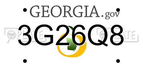 3G26Q8 Georgia License Plate