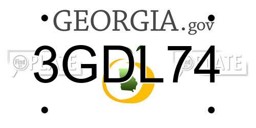 3GDL74 Georgia License Plate