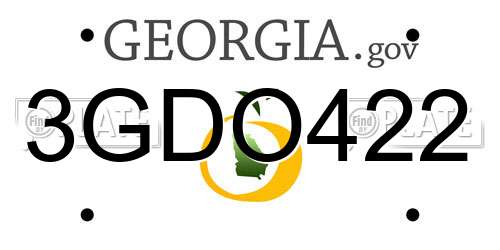 3GDO422 Georgia License Plate