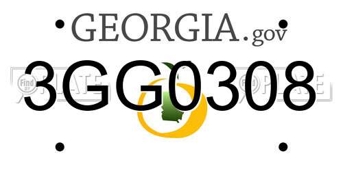 3GG0308 Georgia License Plate