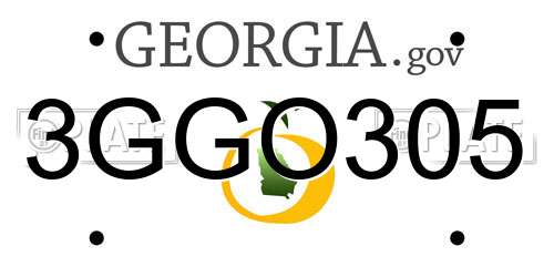 3GGO305 Georgia License Plate