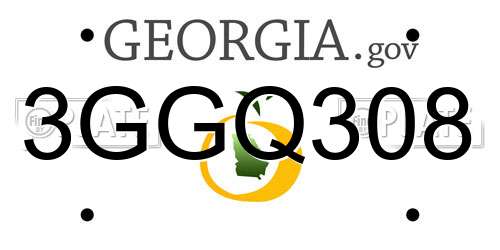 3GGQ308 Georgia License Plate