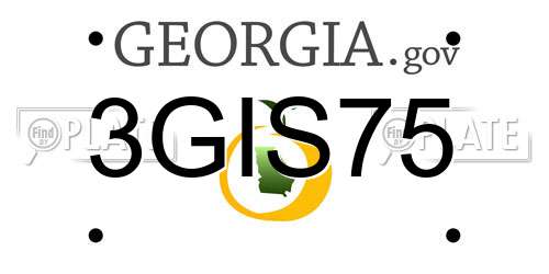 3GIS75 Georgia License Plate