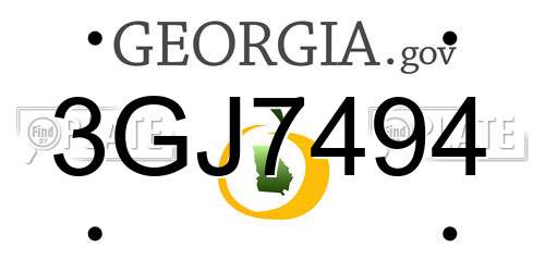 3GJ7494 Georgia License Plate