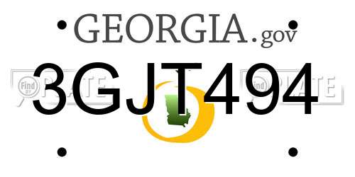 3GJT494 Georgia License Plate