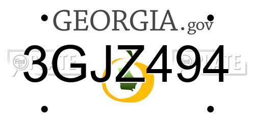 3GJZ494 Georgia License Plate