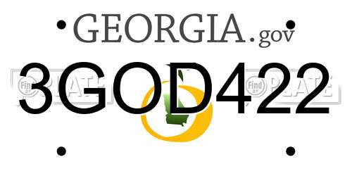 3GOD422 Georgia License Plate