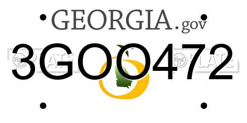 3GOO472 Georgia License Plate