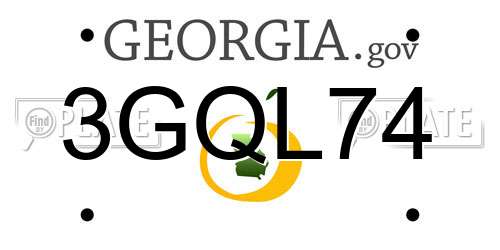 3GQL74 Georgia License Plate