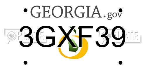 3GXF39 Georgia License Plate