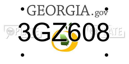 3GZ608 Georgia License Plate