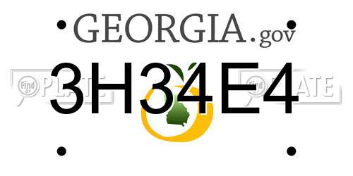 3H34E4 Georgia License Plate