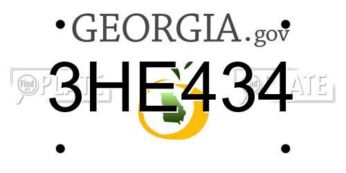 3HE434 Georgia License Plate