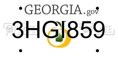 3HGI859 Georgia License Plate