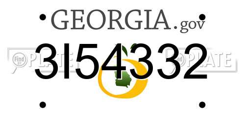 3I54332 Georgia License Plate