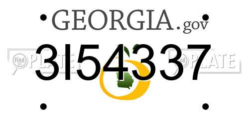 3I54337 Georgia License Plate
