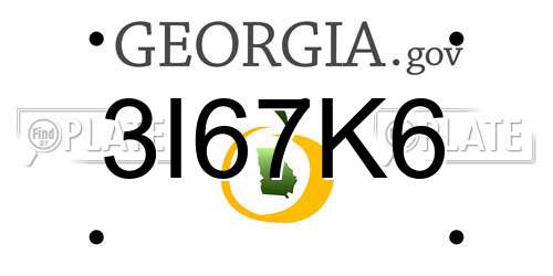 3I67K6 Georgia License Plate