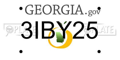 3IBY25 Georgia License Plate