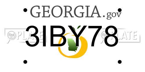 3IBY78 Georgia License Plate