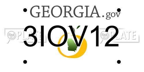 3IOV12 Georgia License Plate