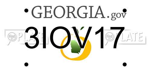 3IOV17 Georgia License Plate
