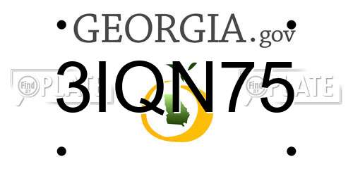 3IQN75 Georgia License Plate