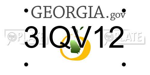 3IQV12 Georgia License Plate