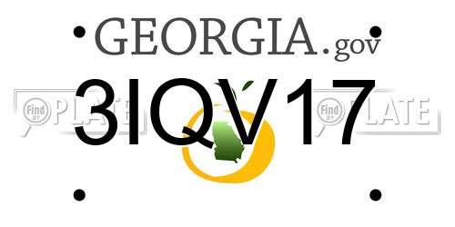 3IQV17 Georgia License Plate