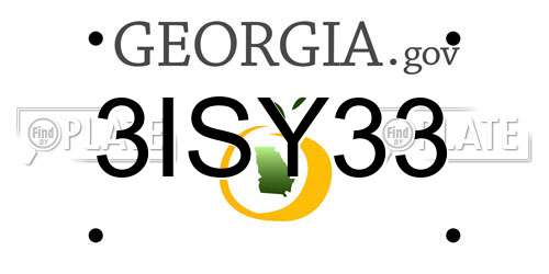 3ISY33 Georgia License Plate