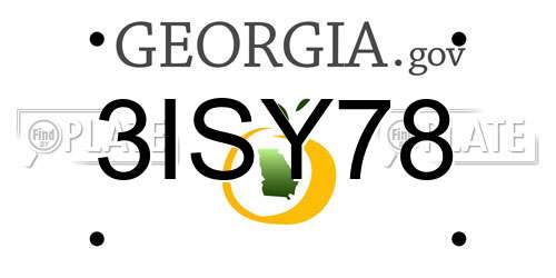 3ISY78 Georgia License Plate
