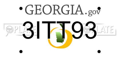 3ITT93 Georgia License Plate