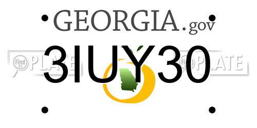 3IUY30 Georgia License Plate
