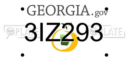 3IZ293 Georgia License Plate