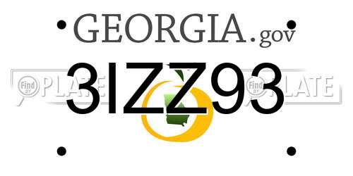 3IZZ93 Georgia License Plate