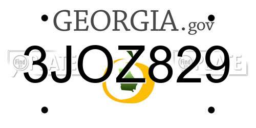 3JOZ829 Georgia License Plate