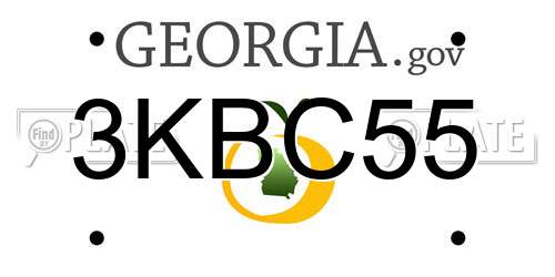 3KBC55 Georgia License Plate